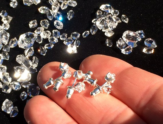 Water Clear Herkimer Diamond 4mm 925 Silver Stud Earrings